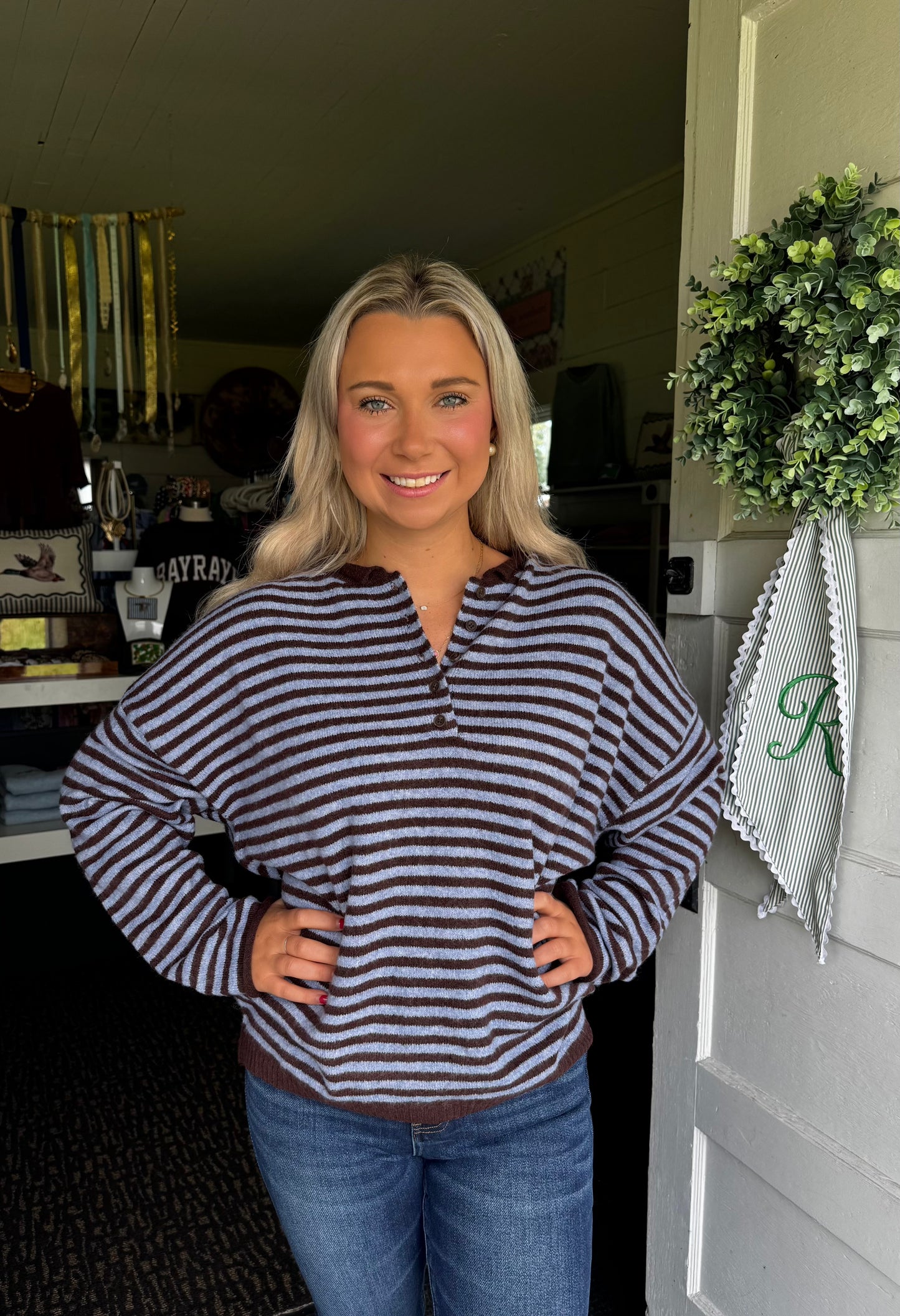EASY DOES IT STRIPED SWEATER IN BLUE
