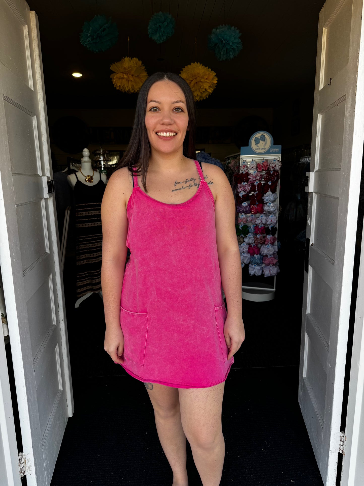 THROW & GO DRESS IN HOT PINK