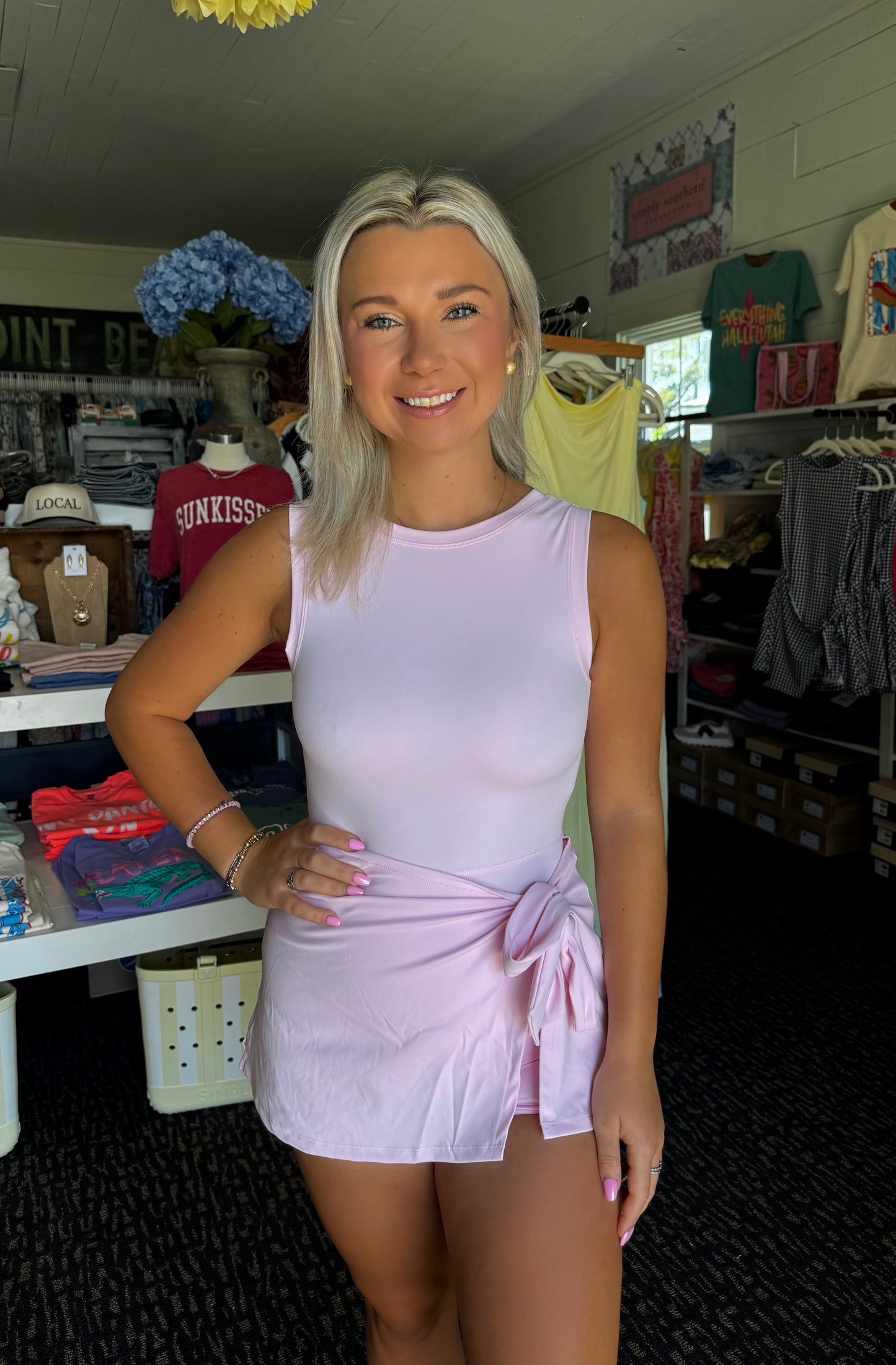 TIED & TRUE ACTIVE DRESS IN LIGHT PINK