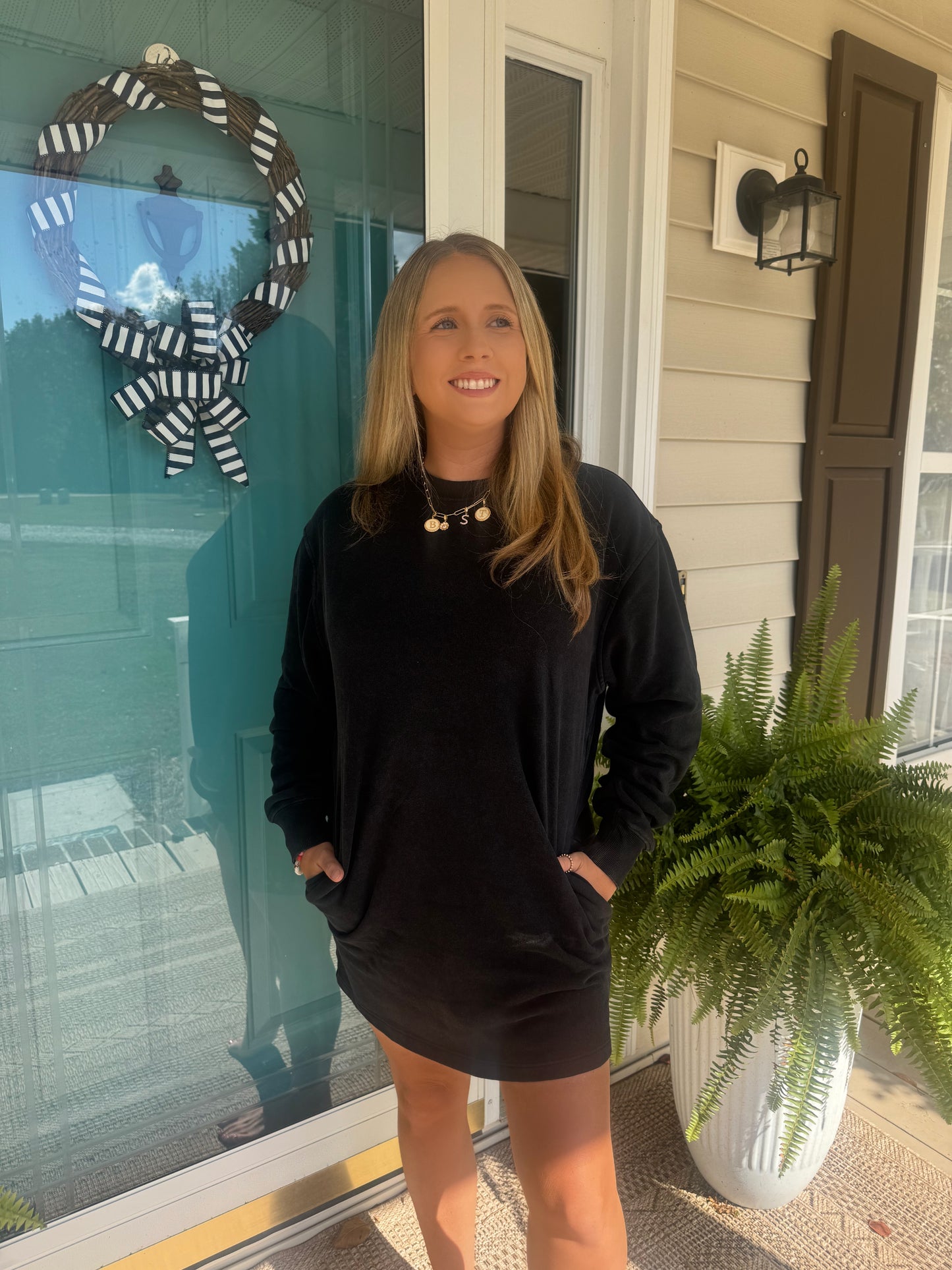 The Weekend Sweatshirt Dress in Black