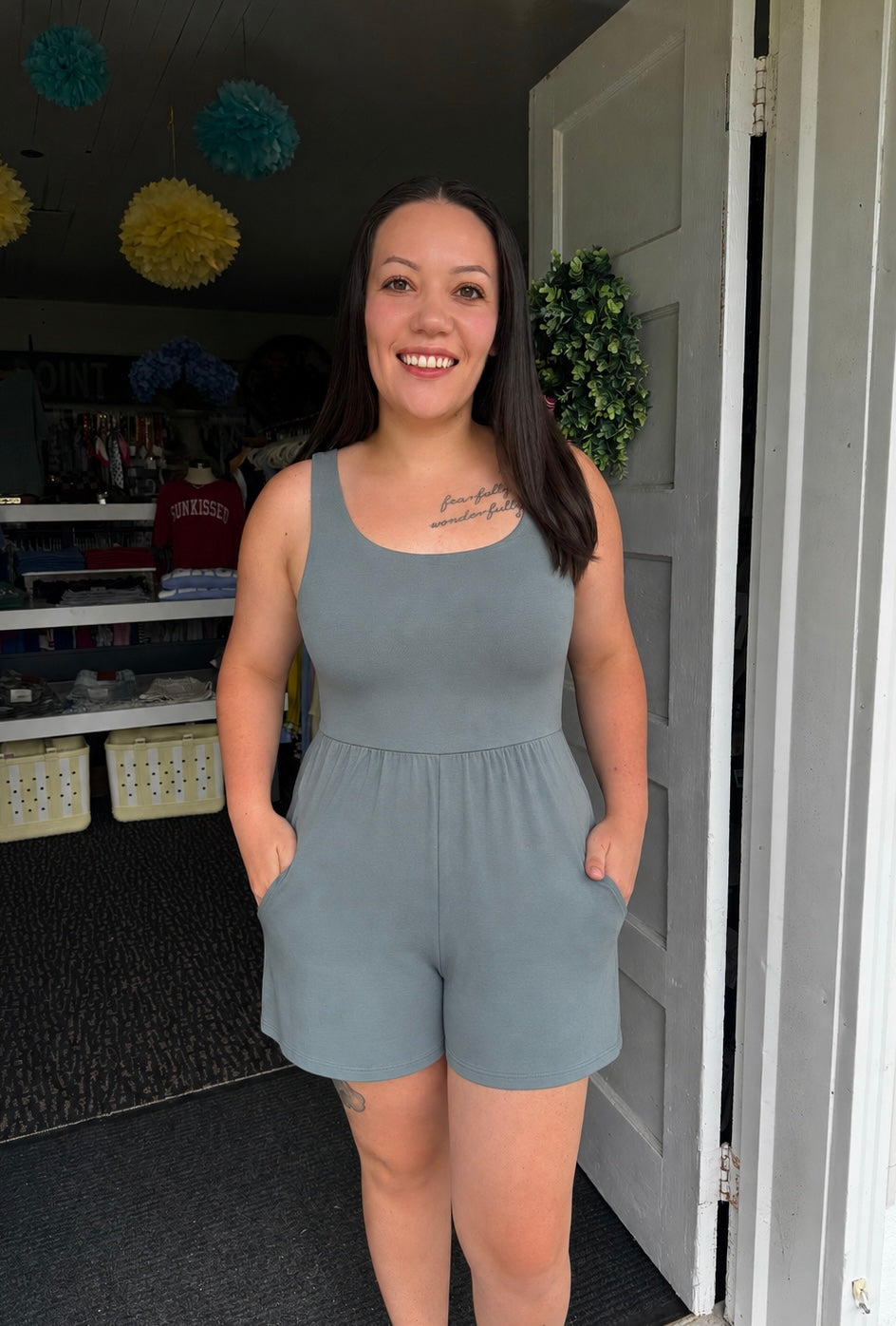 LIVIN' EASY ROMPER IN ASH JADE