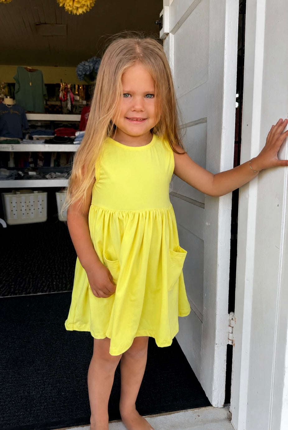 YELLOW POCKET TWIRL DRESS
