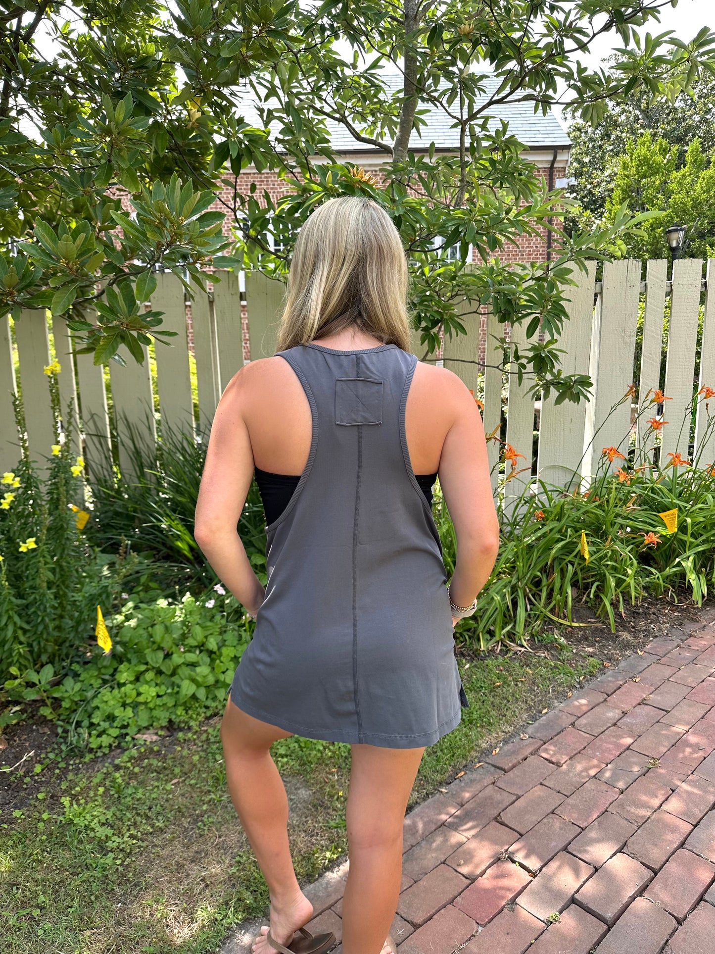 Racer Back Oversized Tunic in Charcoal
