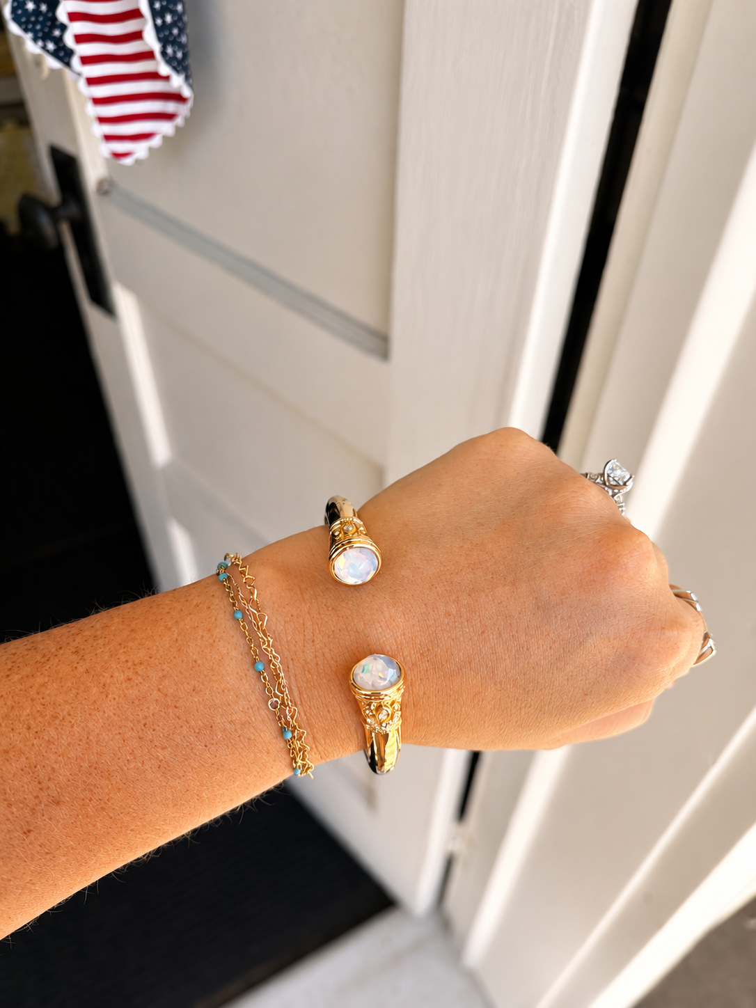 WHITE GEM CUFF BRACELET