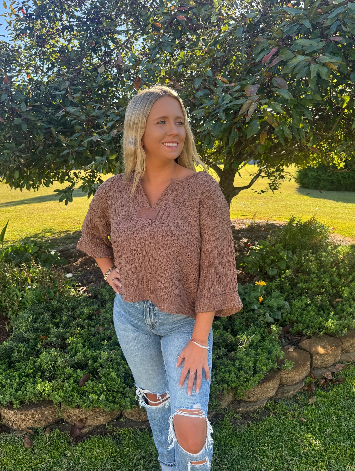 Falling For You Sweater in Cocoa
