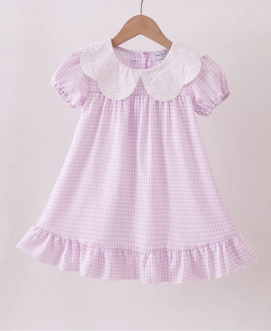 GINGHAM GRACE DRESS IN LAVENDER