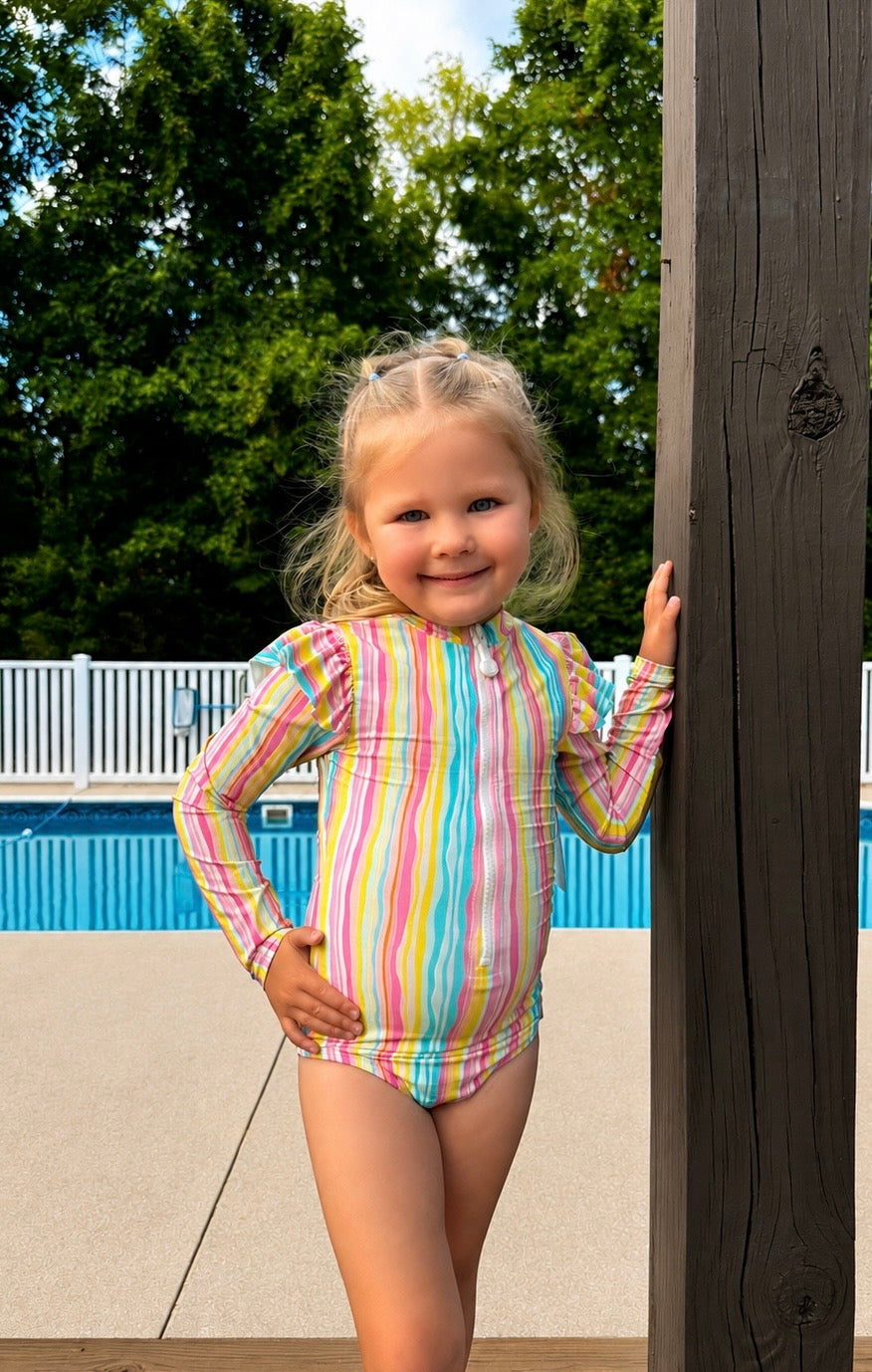 RAINBOW WAVES FLUTTER SWIMSUIT