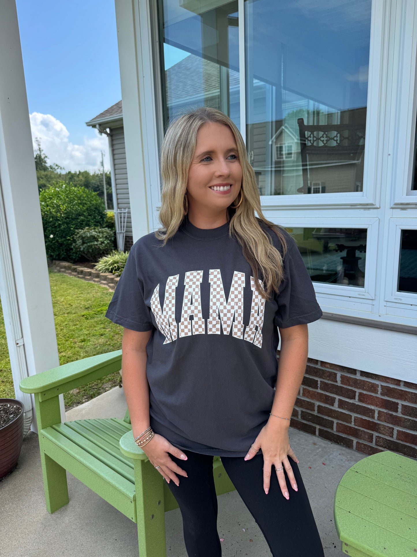 Mama Checkered Graphite Tee