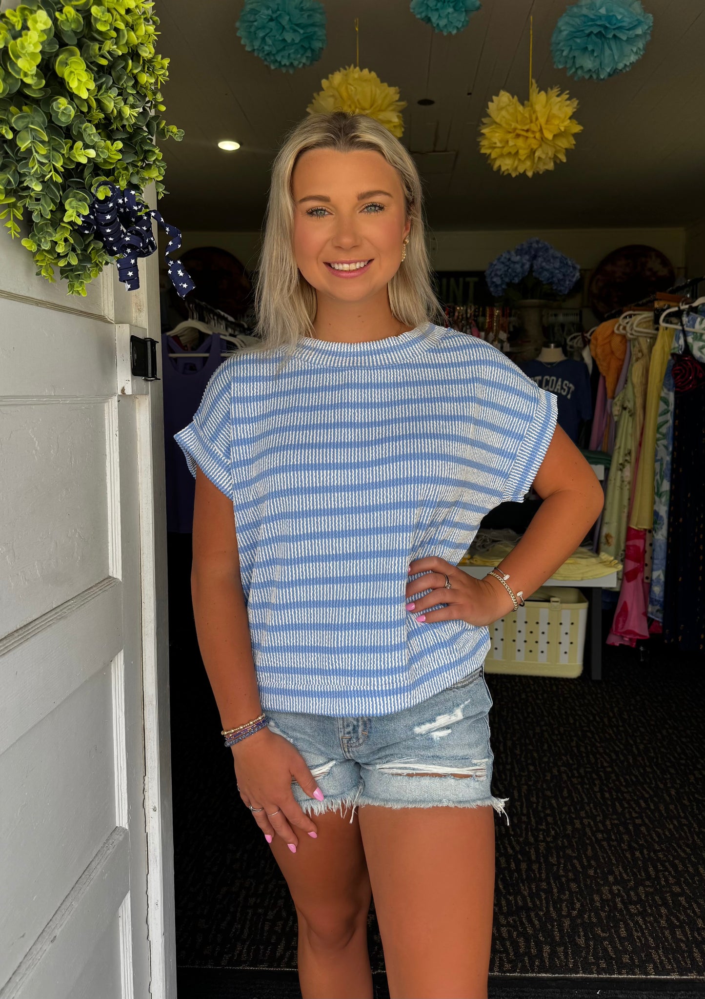 EVERYDAY STRIPED TOP IN BLUE