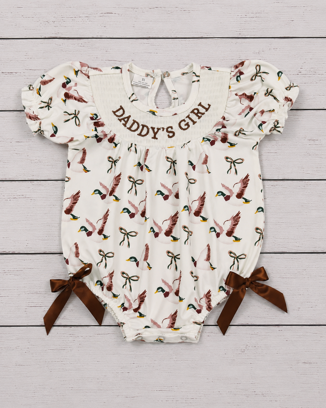 DADDY'S GIRL MALLARD SMOCKED BUBBLE