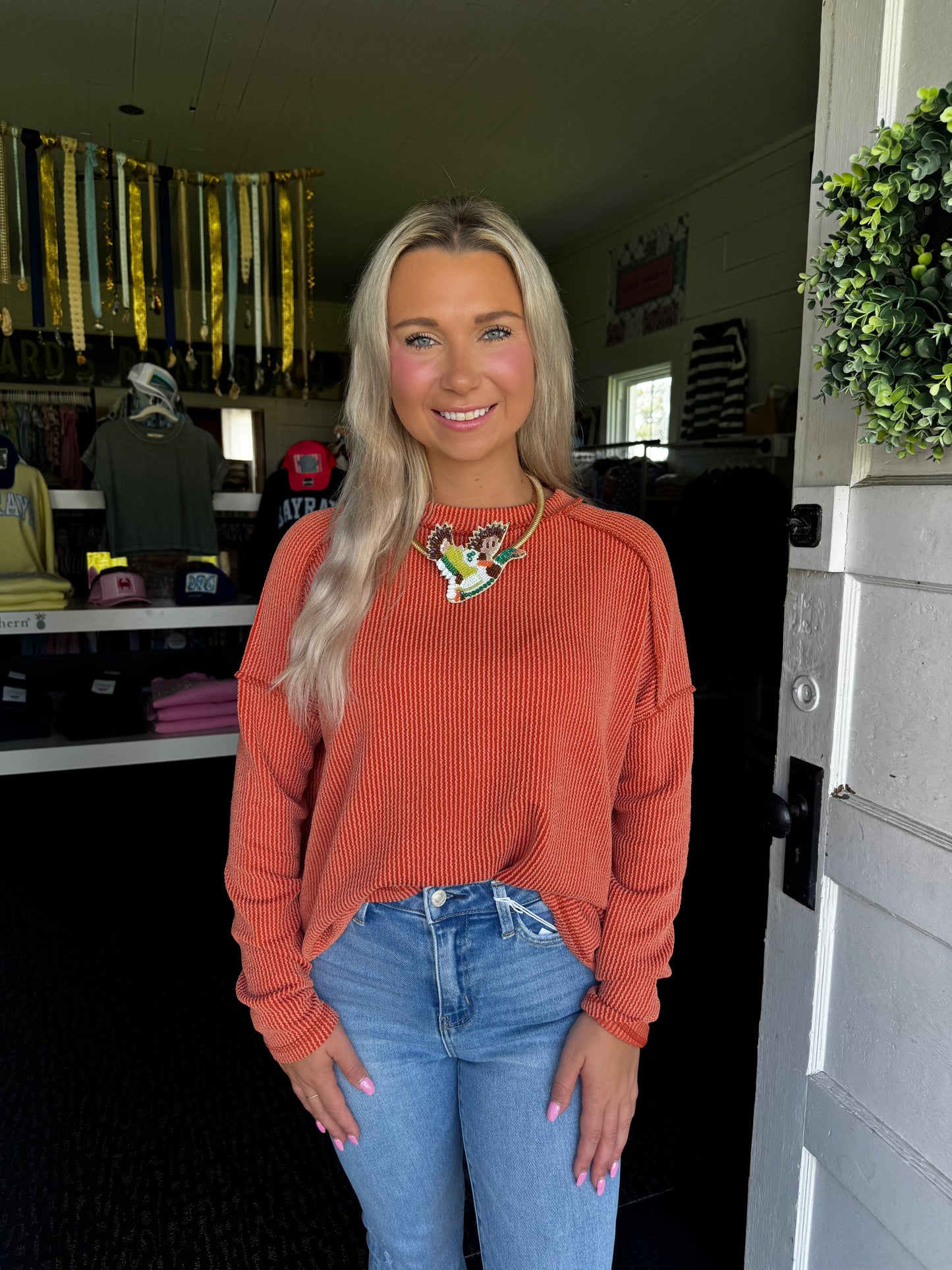 EVERYDAY LONG SLEEVE TOP IN BURNT ORANGE