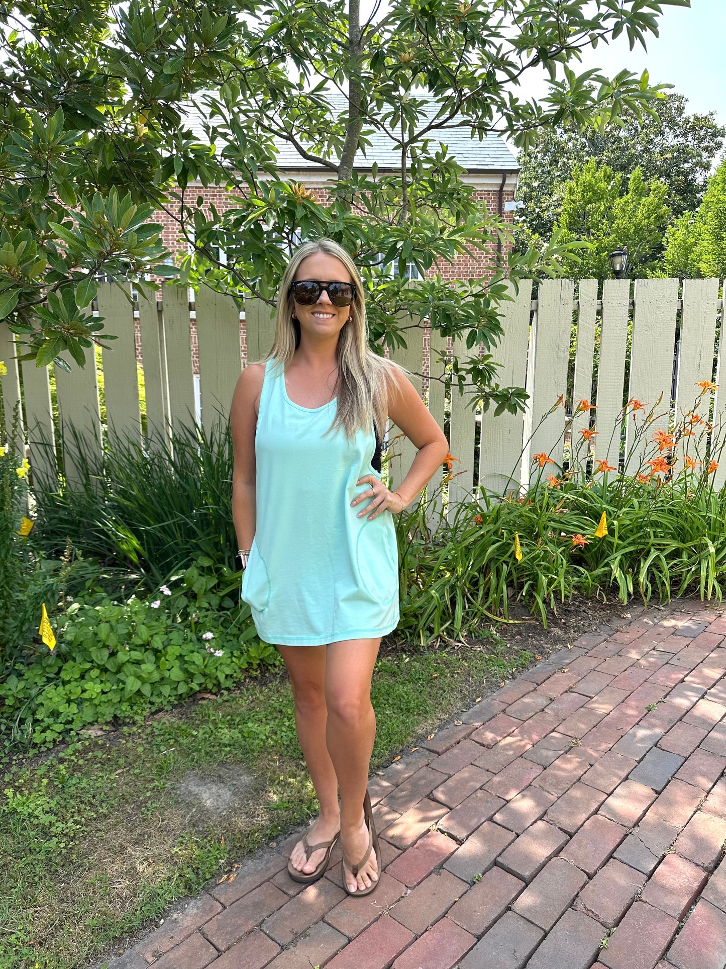 Racer Back Oversized Tunic in Turquoise