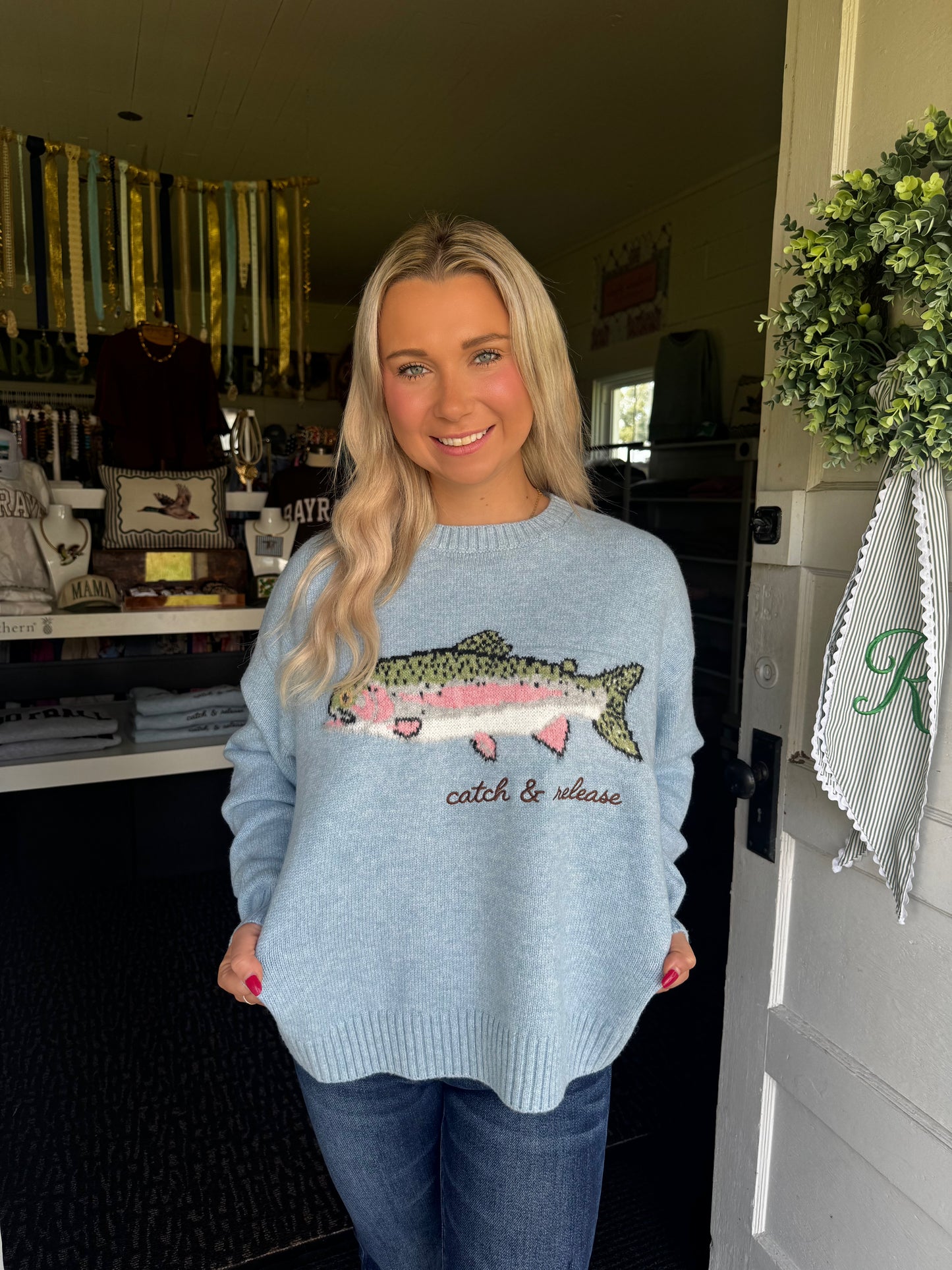 CATCH & RELEASE SWEATER IN BLUE