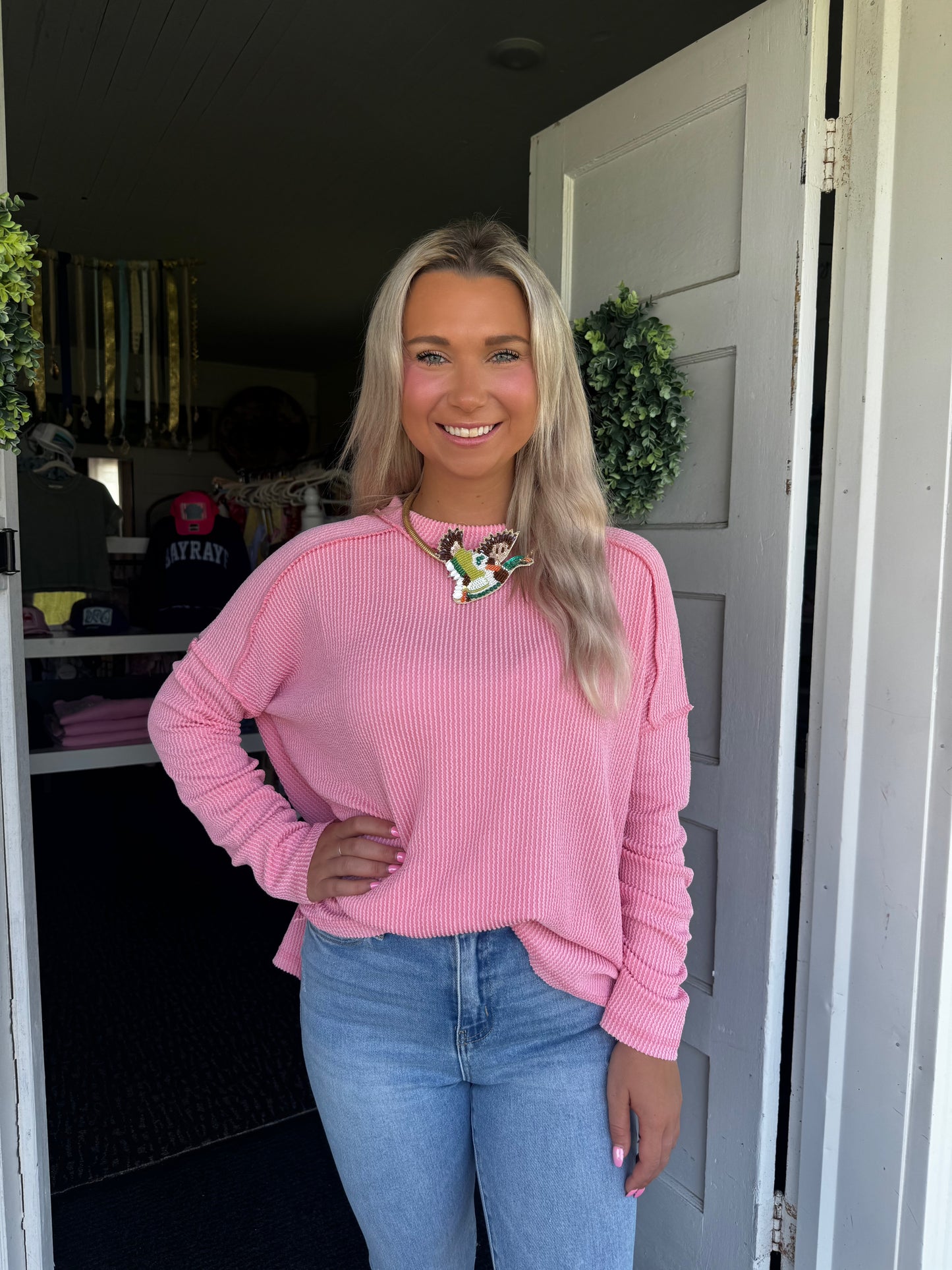 EVERYDAY LONG SLEEVE TOP IN LIGHT PINK