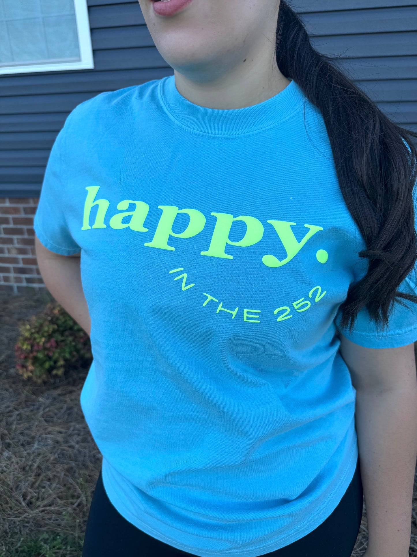 "happy. IN THE 252" Tee in Lagoon Blue