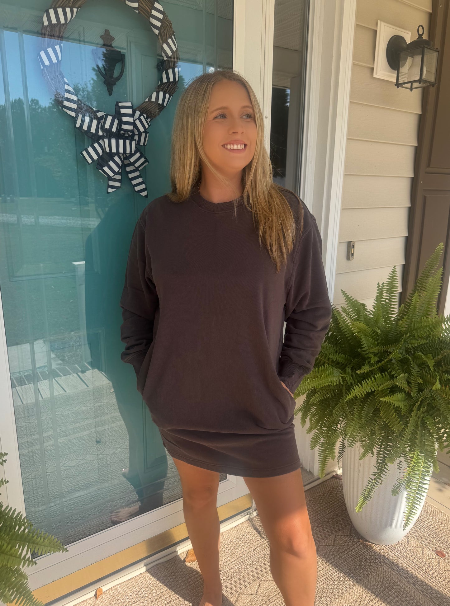 The Weekend Sweatshirt Dress in Brown