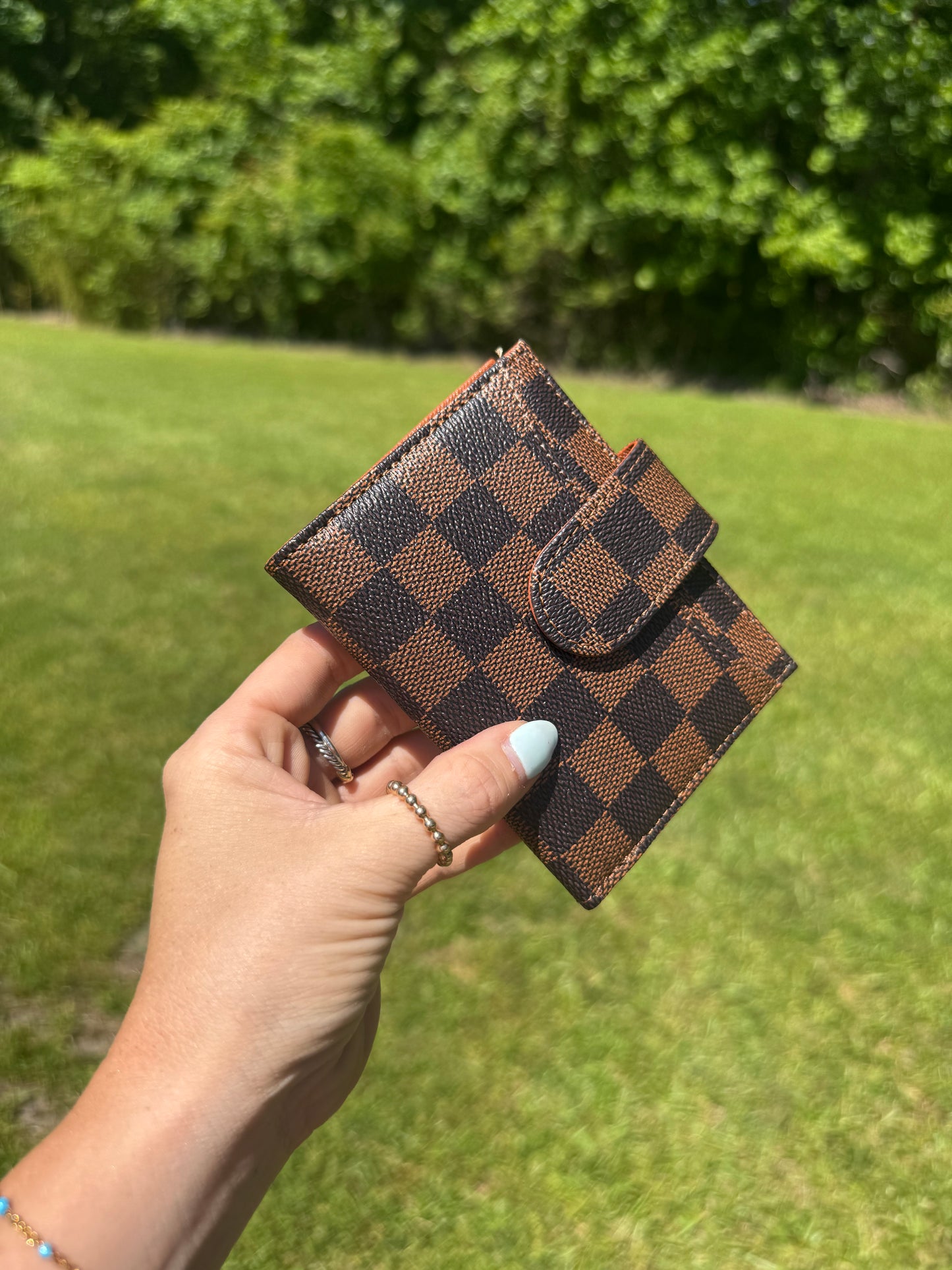 Checkered Wallet - Brown
