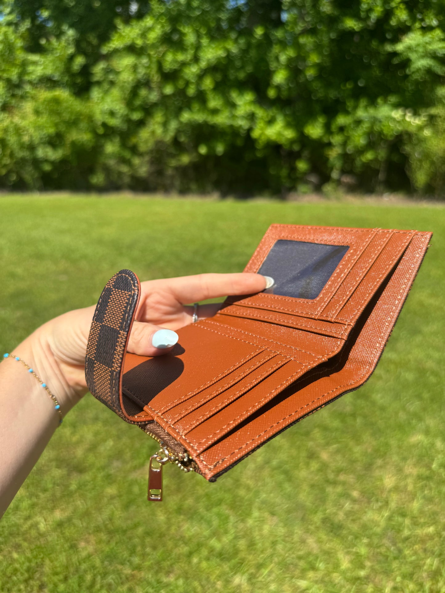 Checkered Wallet - Brown