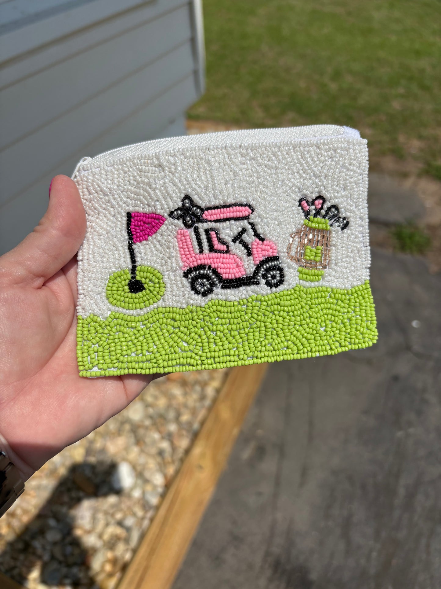 GOLF CART BEADED POUCH