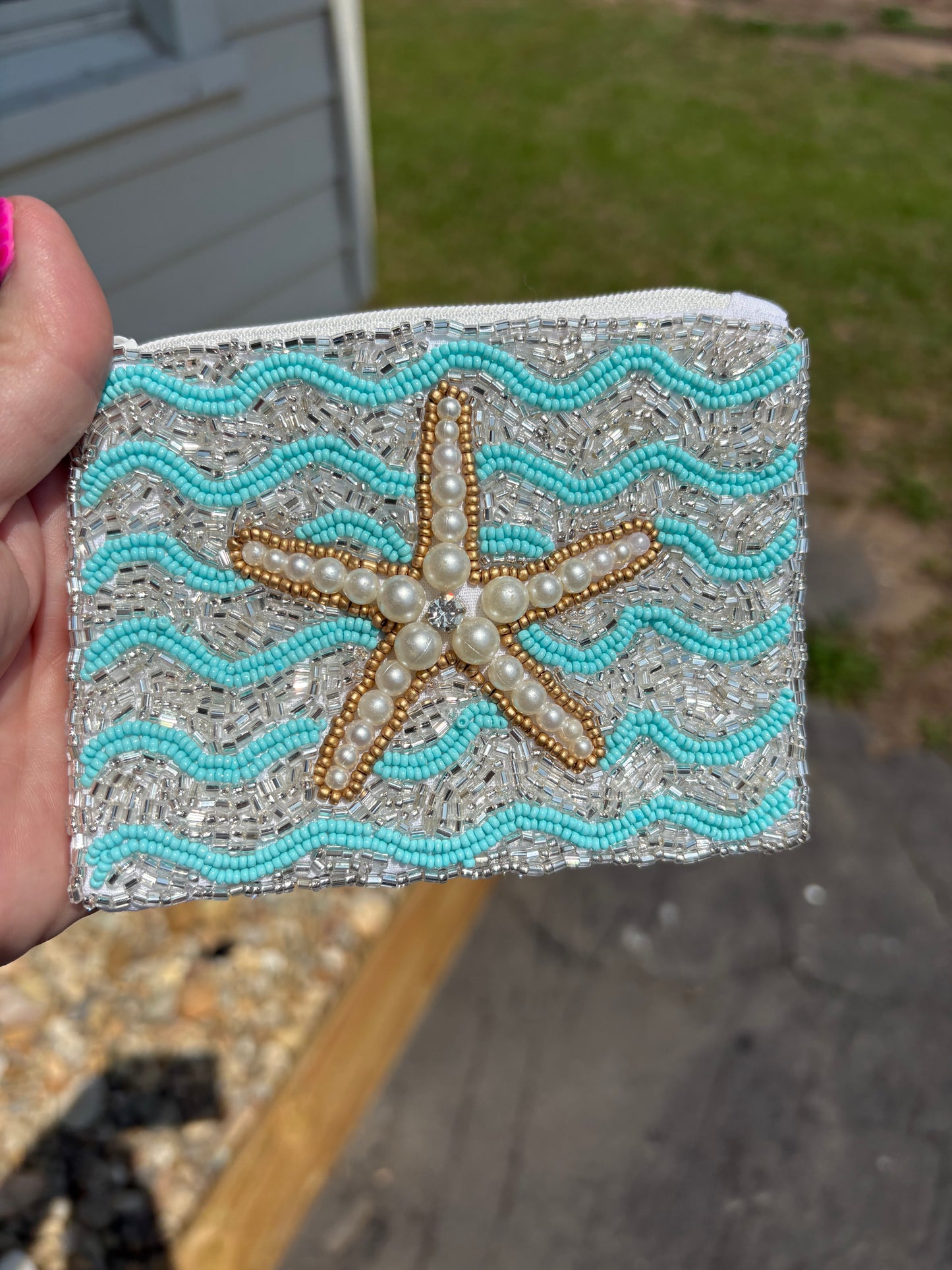 STARFISH BEADED POUCH