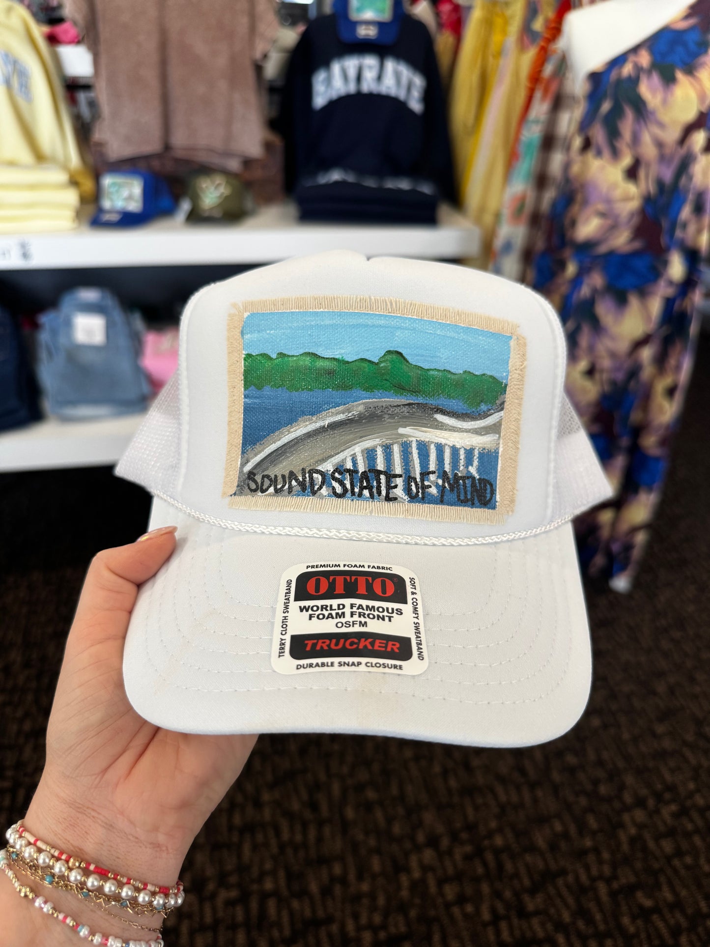 SOUND STATE OF MIND WHITE HAND PAINTED HAT