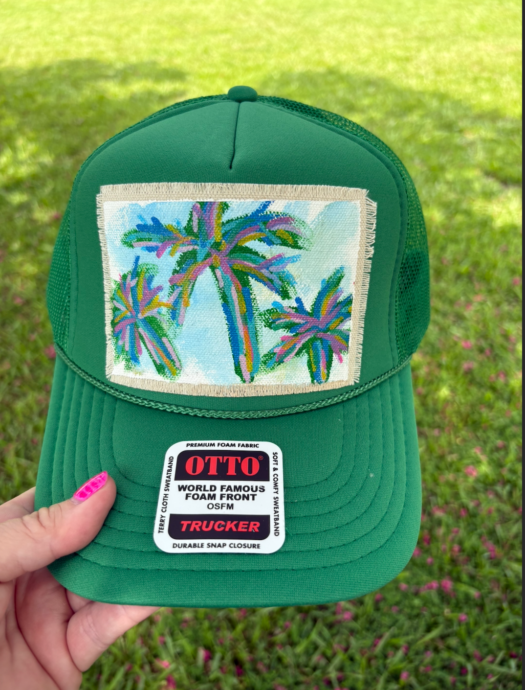 PALM TREES HAND PAINTED HAT