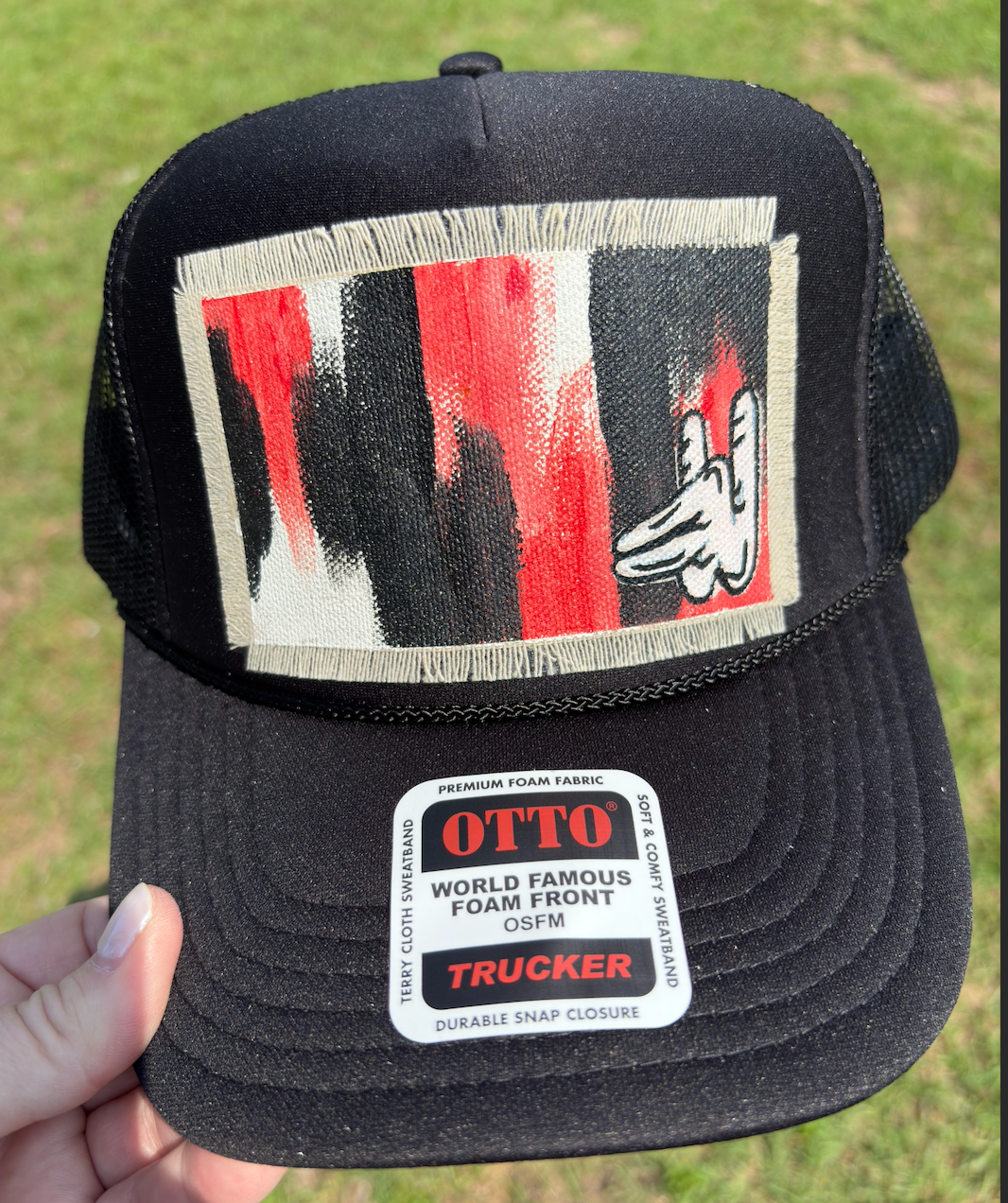 WOLFPACK BLACK HAND PAINTED HAT