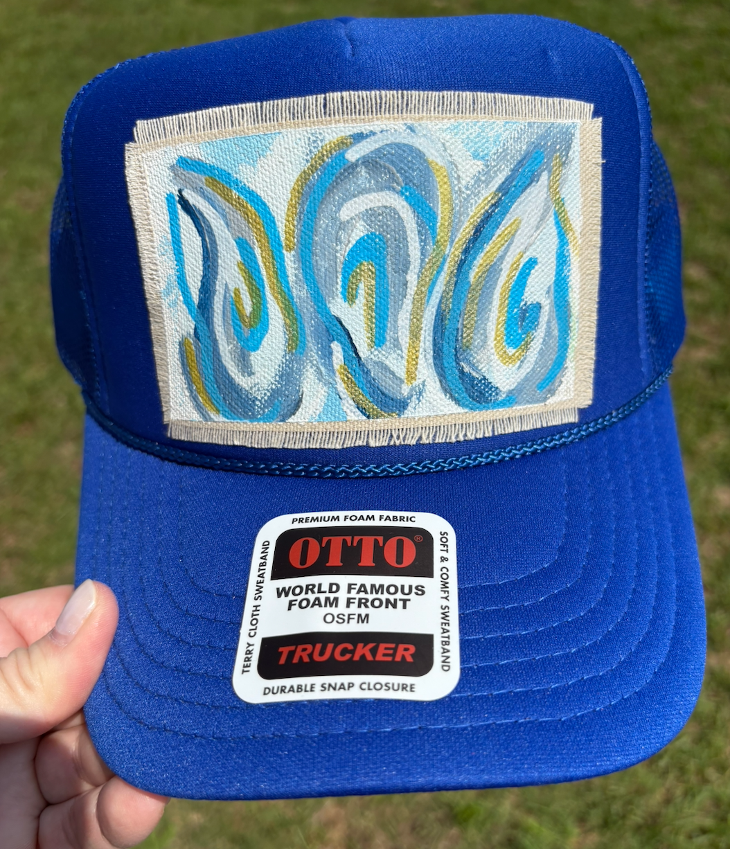 OYSTER BLUE HAND PAINTED HAT