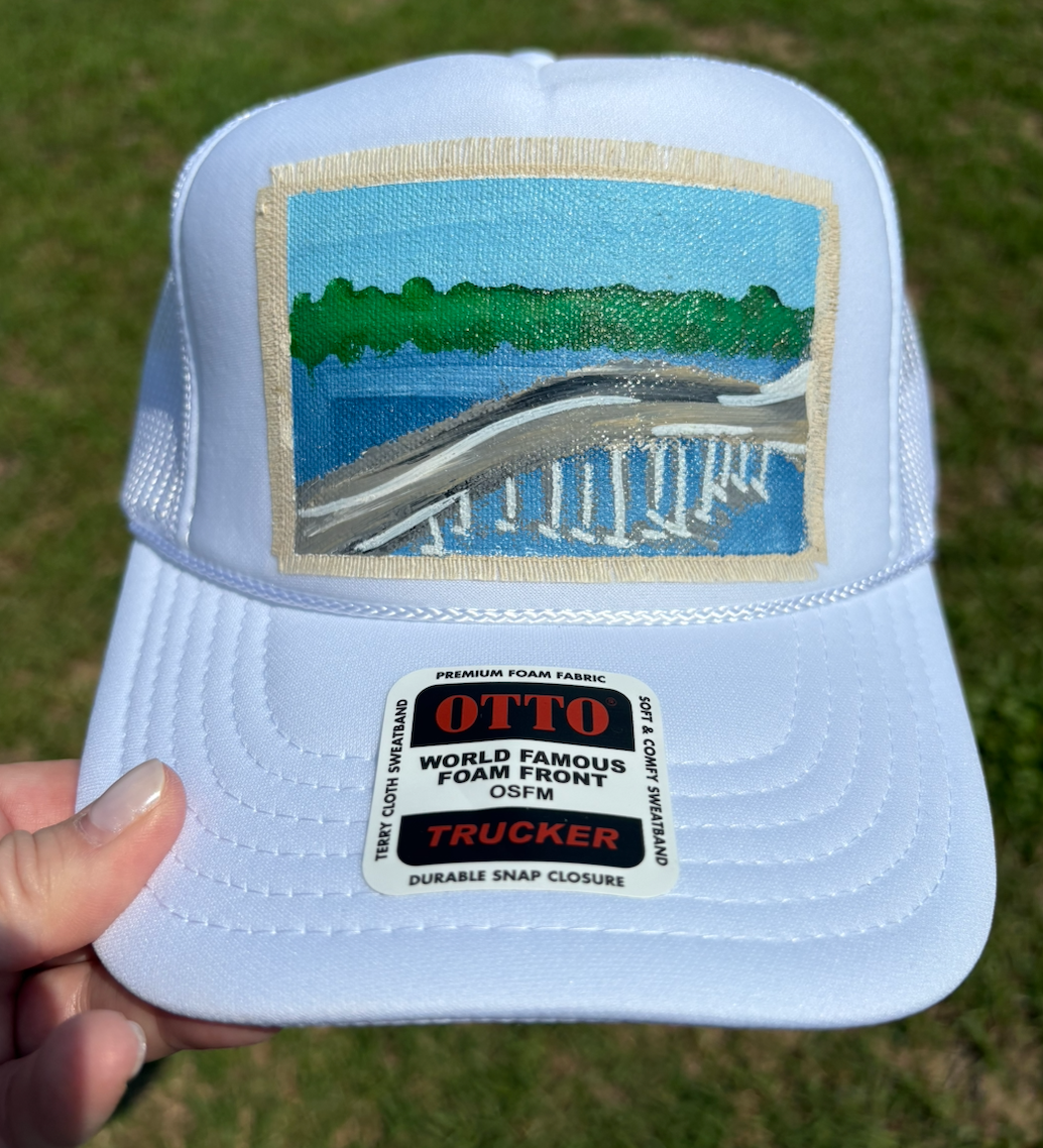 ALBEMARLE SOUND WHITE HAND PAINTED HAT