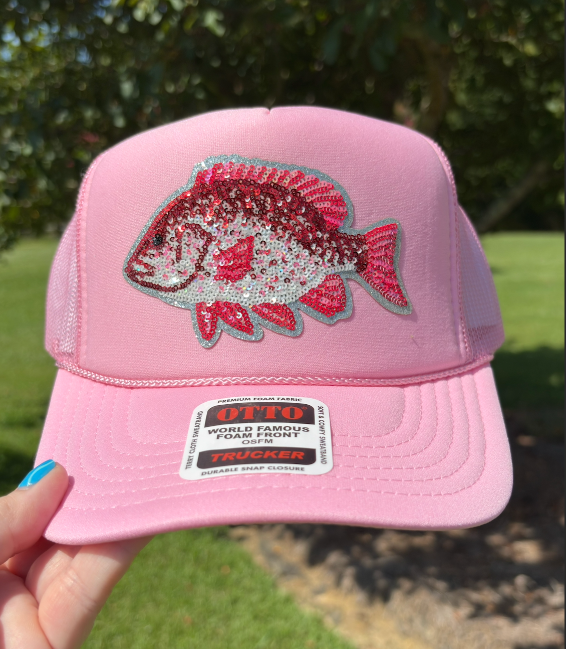 SEQUIN FISH HAT - PINK