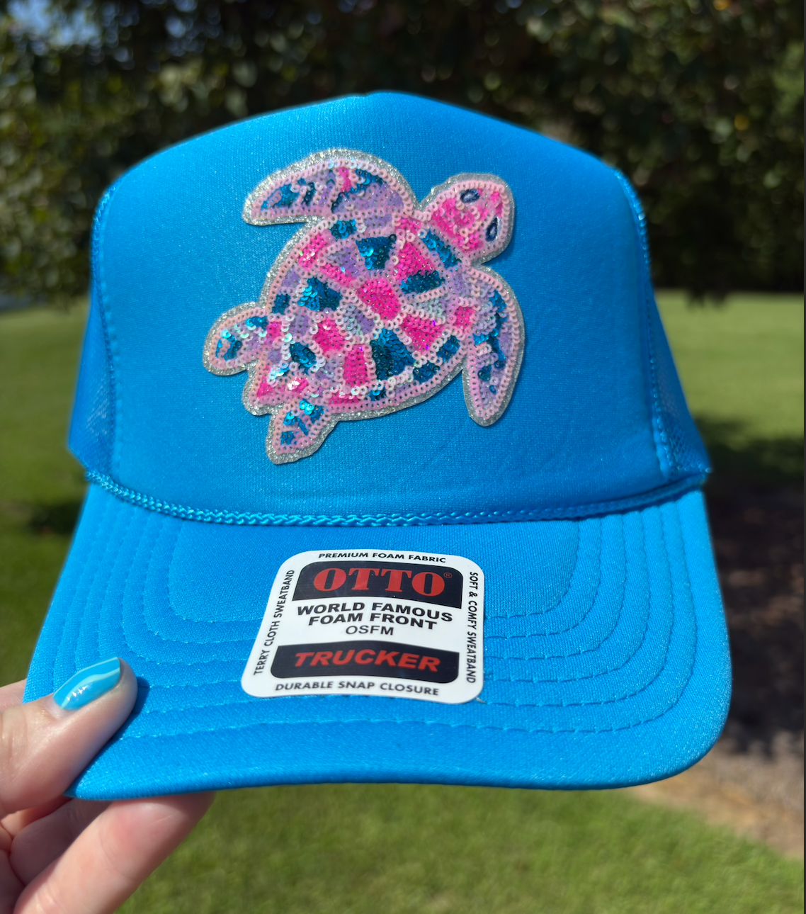 SEQUIN TURTLE HAT - BLUE
