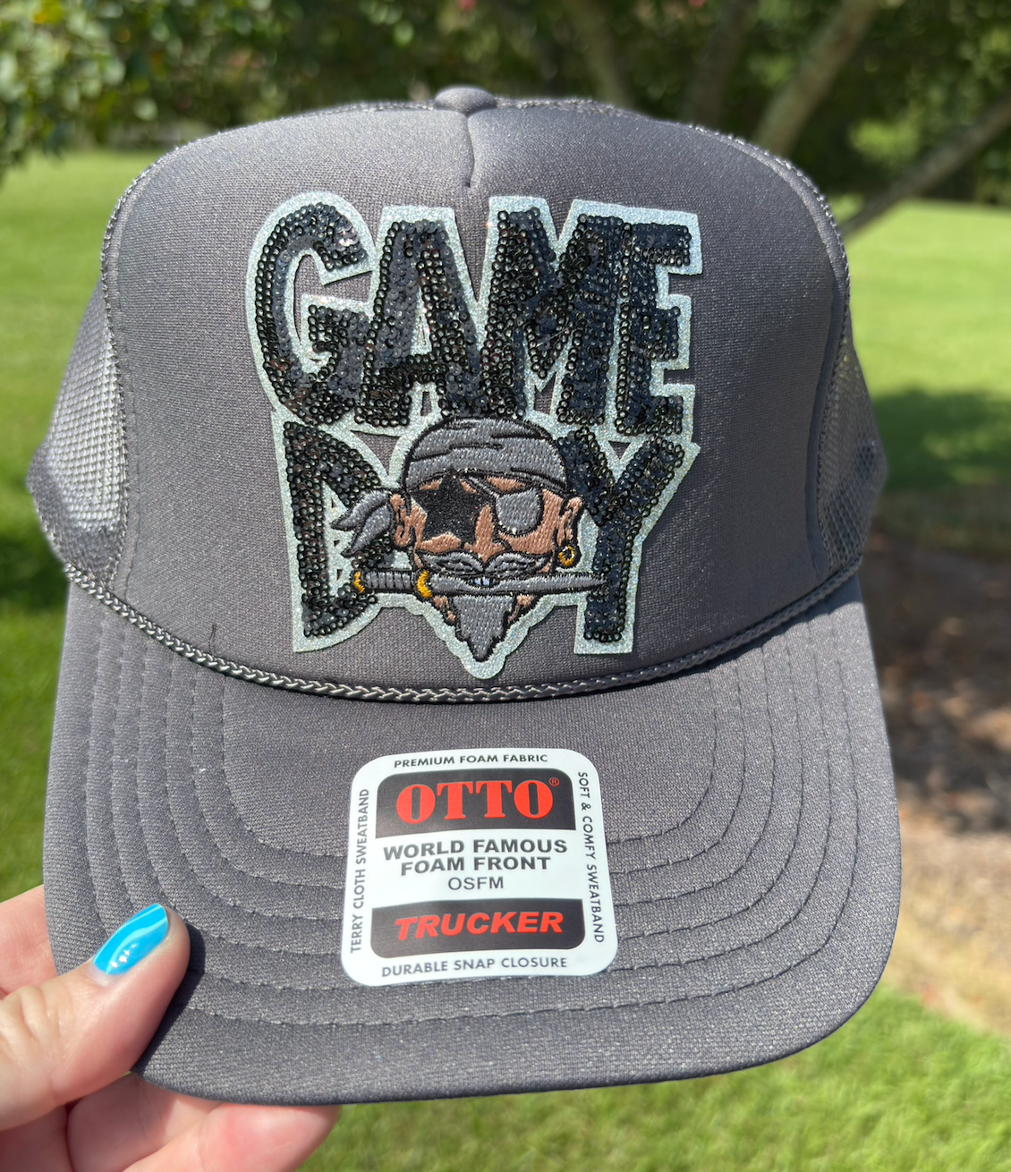 SEQUIN GAME DAY HAT - GREY