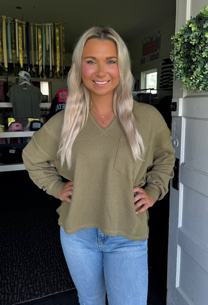 EASYGOING TOP IN OLIVE