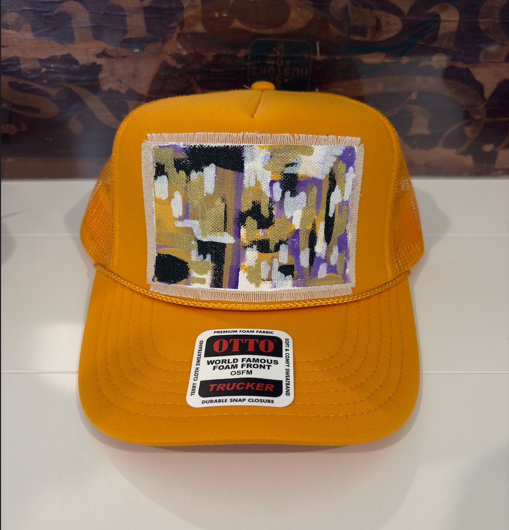 GOLD ABSTRACT HAND PAINTED HAT