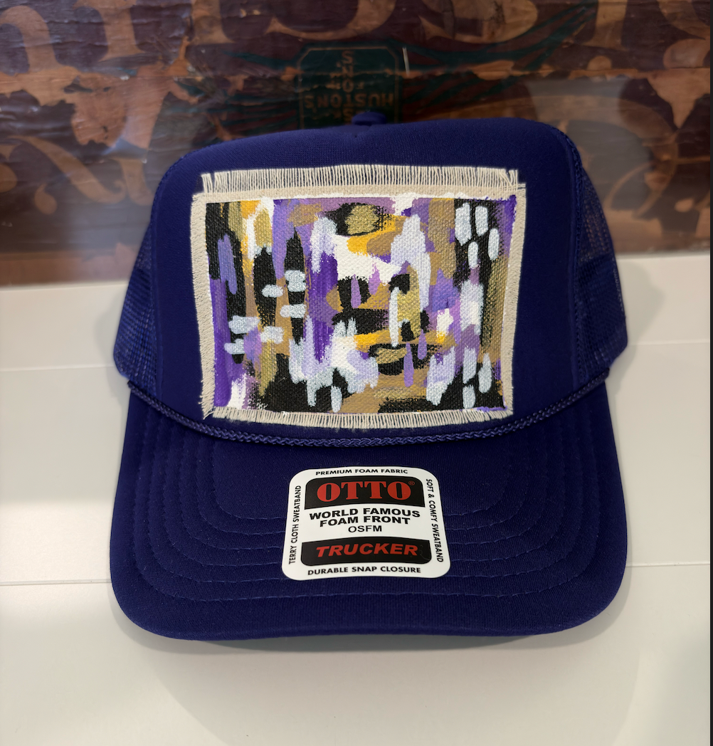 PURPLE ABSTRACT HAND PAINTED HAT