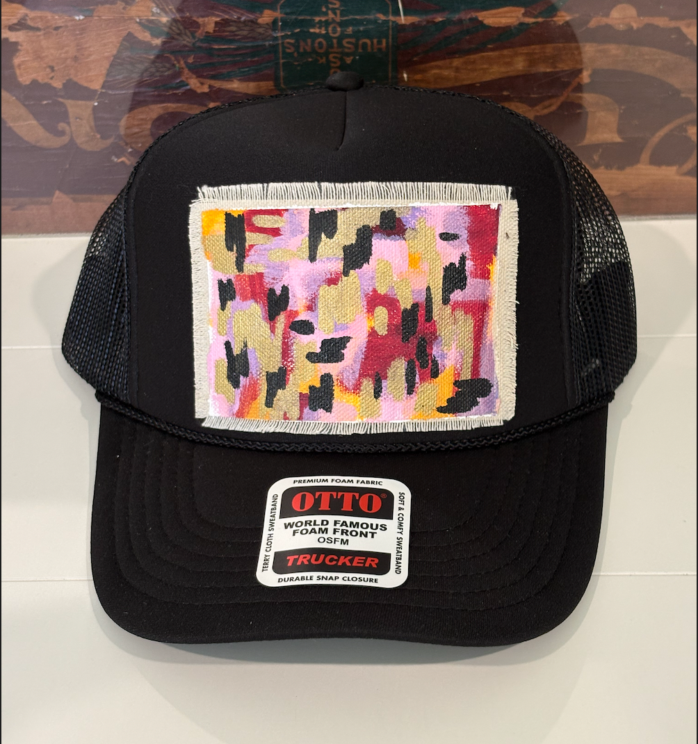 BLACK ABSTRACT HAND PAINTED HAT