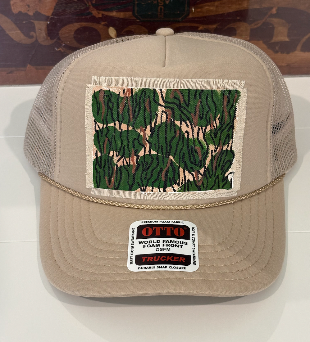 TAN ABSTRACT CAMO HAND PAINTED HAT