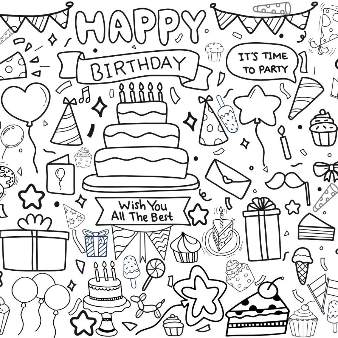 BIRTHDAY PARTY COLORING TABLECLOTH