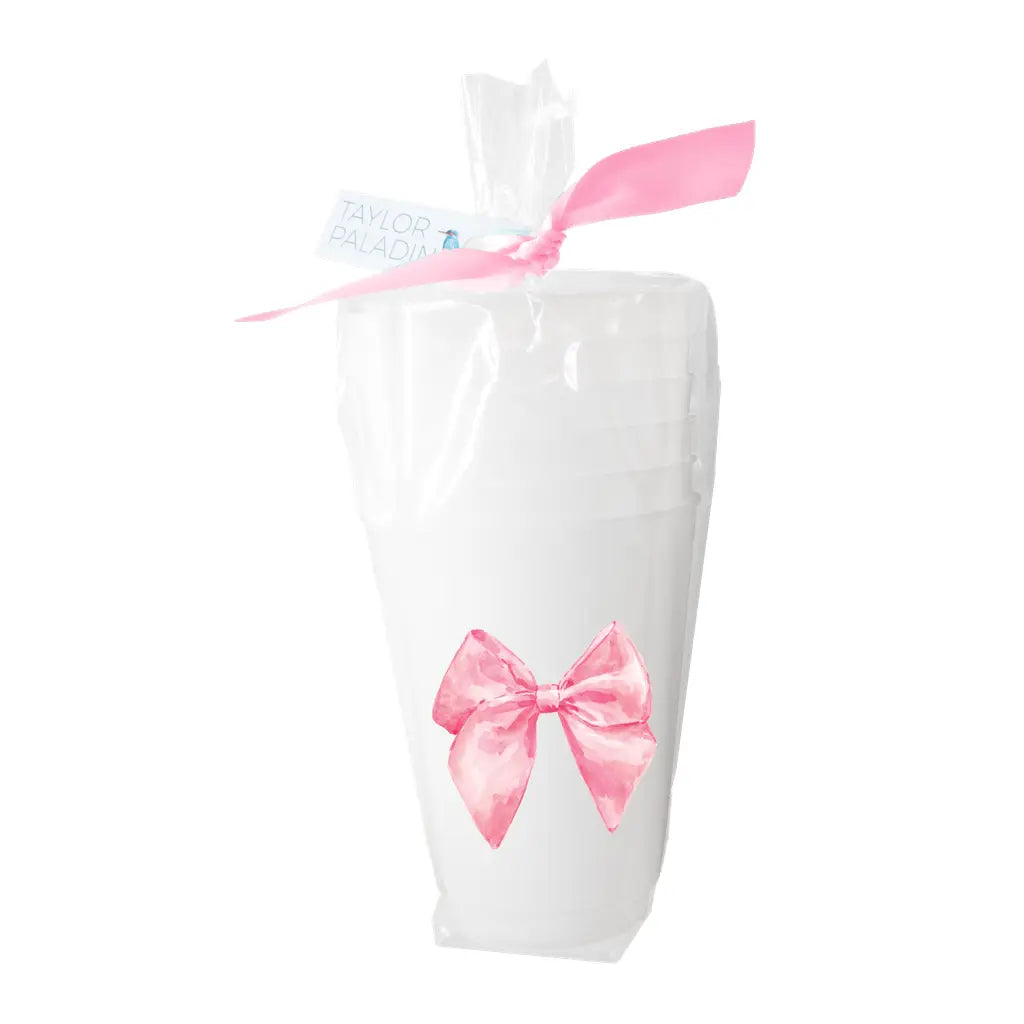 Pink Bow Frosted Cups | Set of 6