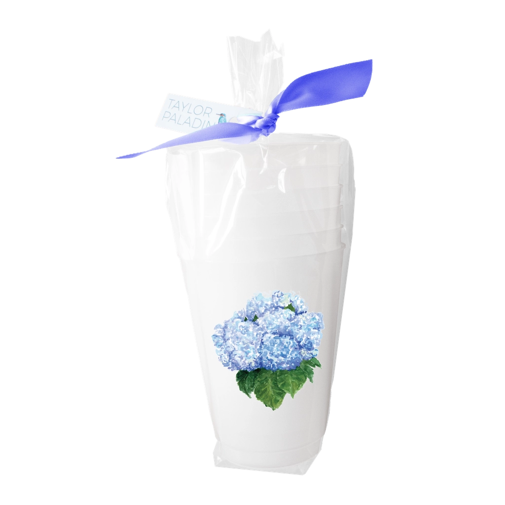 Blue Hydrangea Frosted Cups | Set of 6