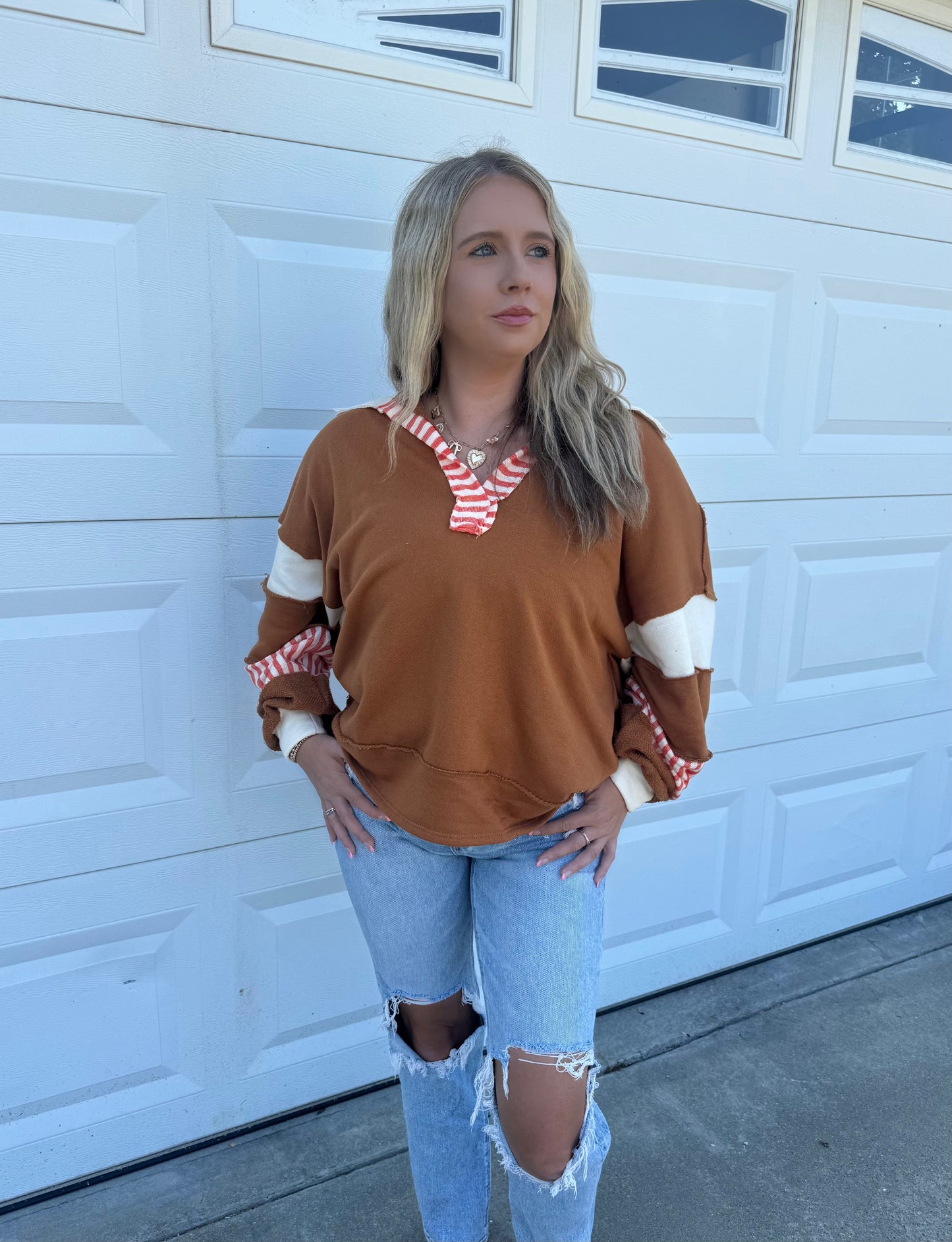 The Sutton Top in Camel/Ivory