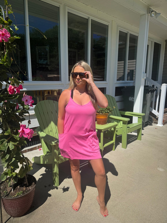 Hot Shot Tennis Dress w/ Shorts in Pink