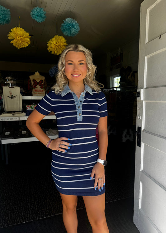 SOLENE DRESS IN NAVY