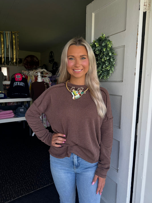 EVERYDAY LONG SLEEVE TOP IN CHOCOLATE