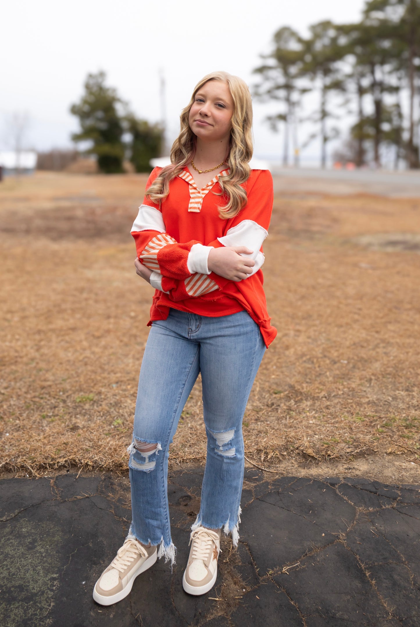 SUTTON TOP IN RED/WHITE
