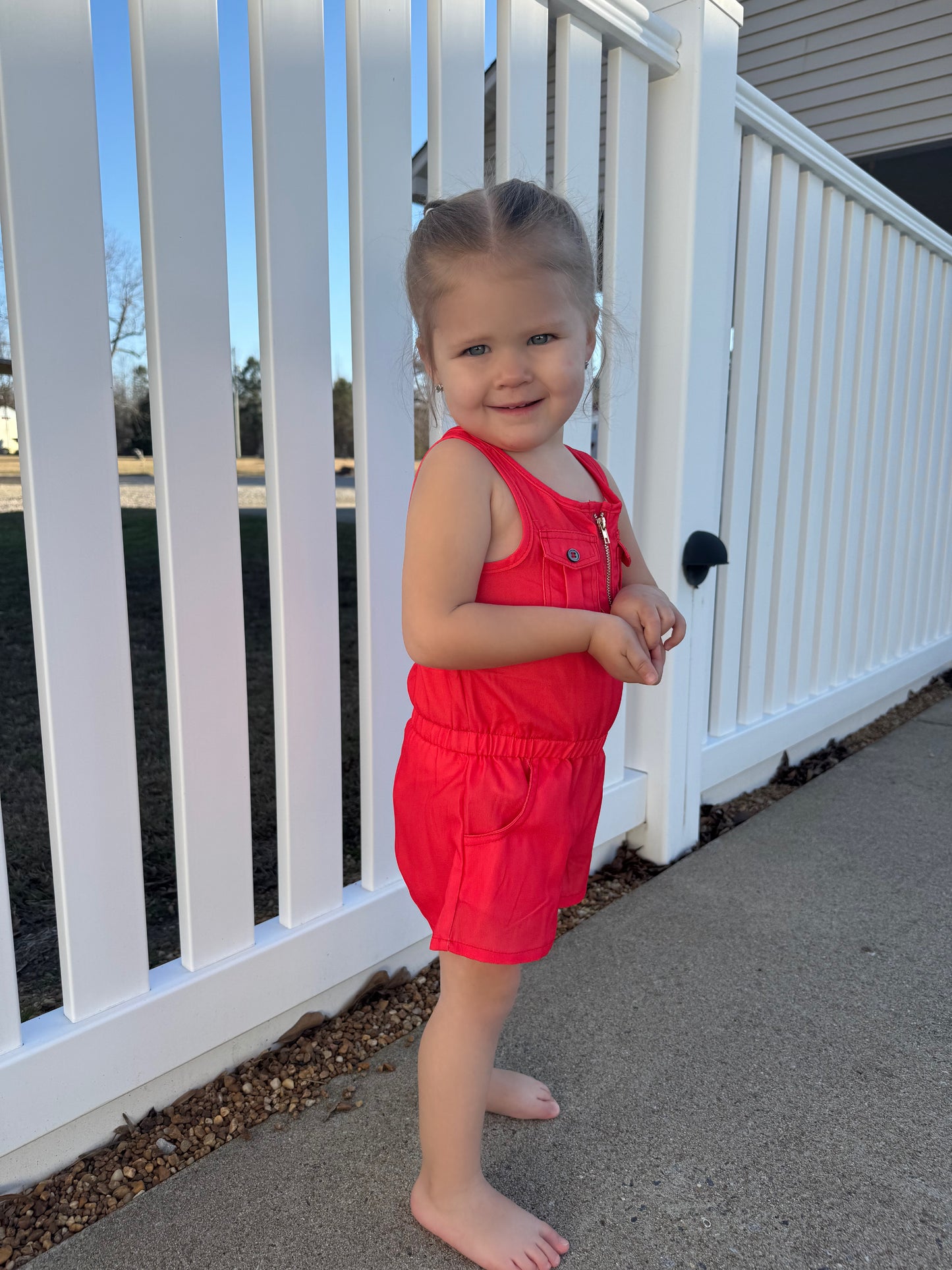 Red Spring Shorts Romper