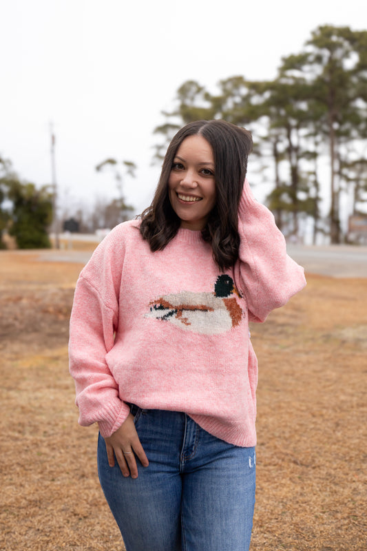 LUCKY DUCK SWEATER IN PINK