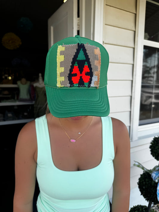 ORIJINAL GREEN ABSTRACT TRUCKER HAT