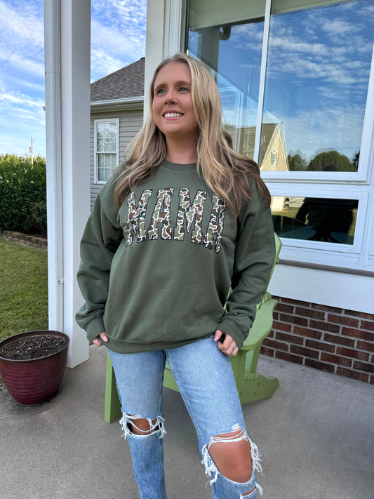 Camo Mama Crewneck in Green