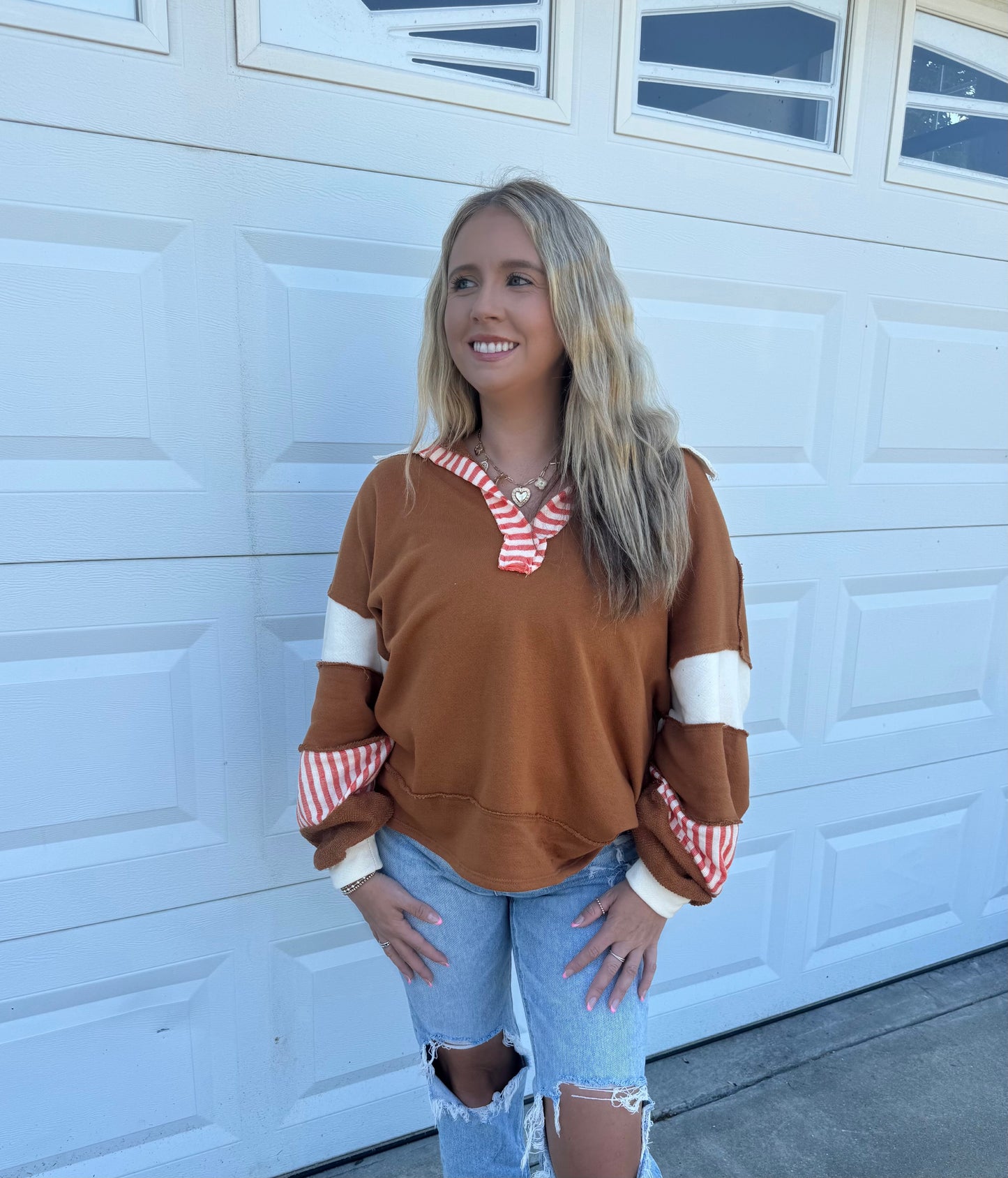 The Sutton Top in Camel/Ivory